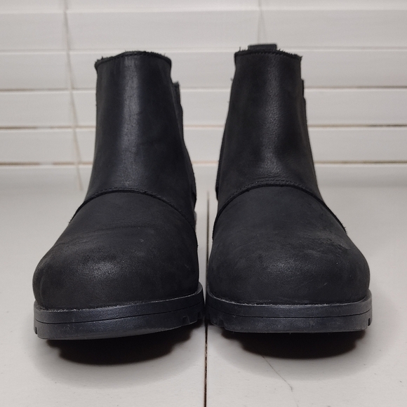 Sorel Emelie Black Leather Waterproof Chelsea Casual Ankle Boots Sz 6 - Picture 4 of 13